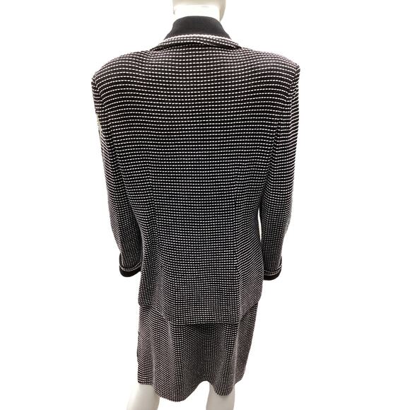 St.John Collection Women’s 2-Piece Set Size 10 Blazer + Skirt Ornate Buttons B&W - Picture 5 of 10